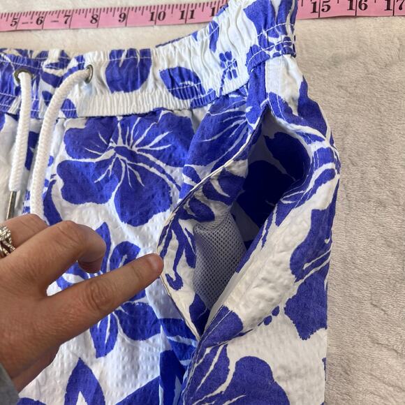 Soobaya Purple Hawaiian Flower Swim Shorts Trunks Men's size Large - Picture 2 of 11